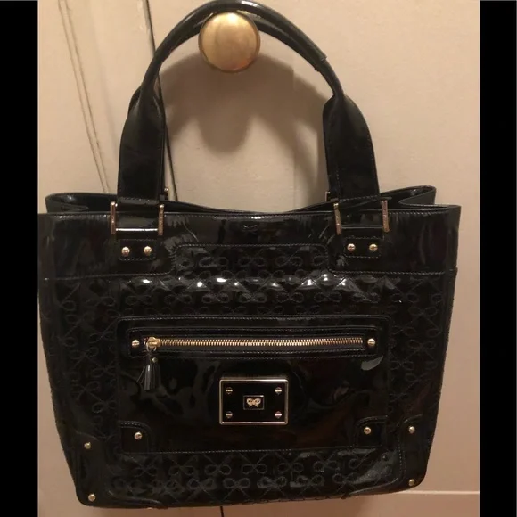 トートバッグ Anya Hindmarch TOTE BAG WITH LOGO (198912 BLACK NATURAL) MULTICOLOUR Anya Hindmarch TOTE BAG WITH LOGO